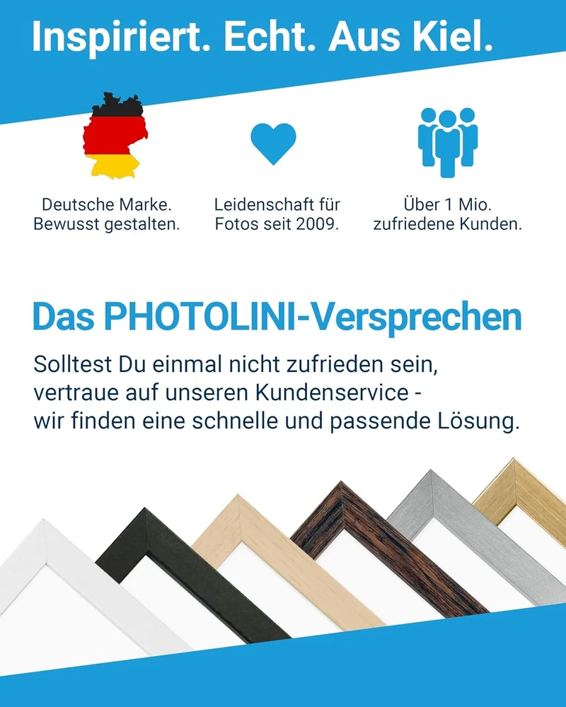 PHOTOLINI Bilderrahmen-Set MDF-Holz Natur, 17er Rahmenset Posterrahmen, bruchsicheres Acrylglas, zum