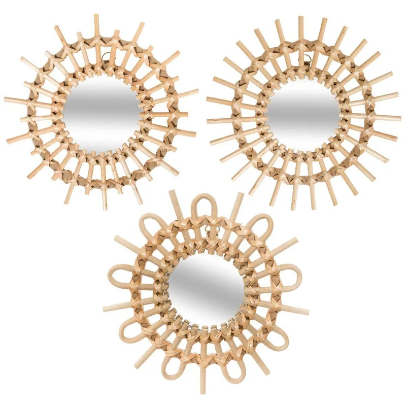Set aus 3 Spiegeln Sonne - Rattan D 28 cm - Beige - Atmosphera créateur d'intérieur cm Korb, cm Korb