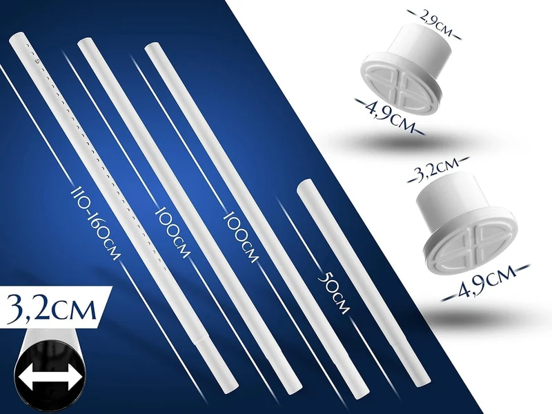 MEISENBERG Rostfreie Gardinenstange ohne Bohren 360-410cm, Ø32mm Weiss Multifunktionale Vorhangstang