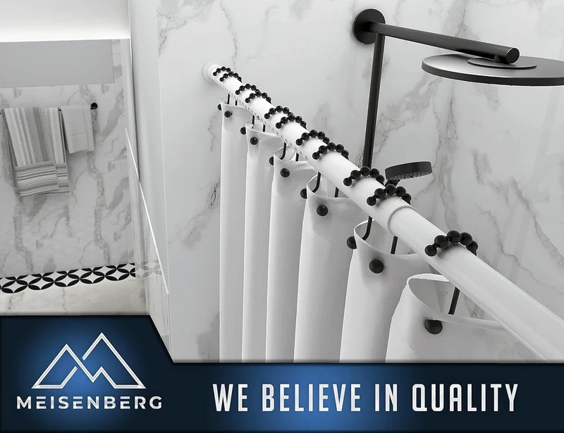MEISENBERG Rostfreie Gardinenstange ohne Bohren 360-410cm, Ø32mm Weiss Multifunktionale Vorhangstang