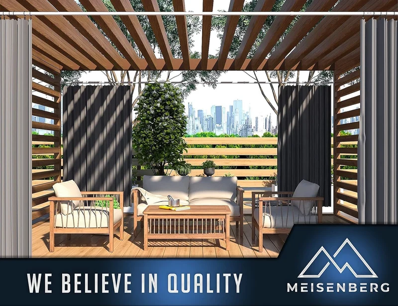 MEISENBERG Rostfreie Gardinenstange ohne Bohren 360-410cm, Ø32mm Weiss Multifunktionale Vorhangstang