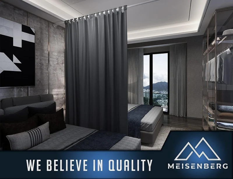 MEISENBERG Rostfreie Gardinenstange ohne Bohren 360-410cm, Ø32mm Weiss Multifunktionale Vorhangstang