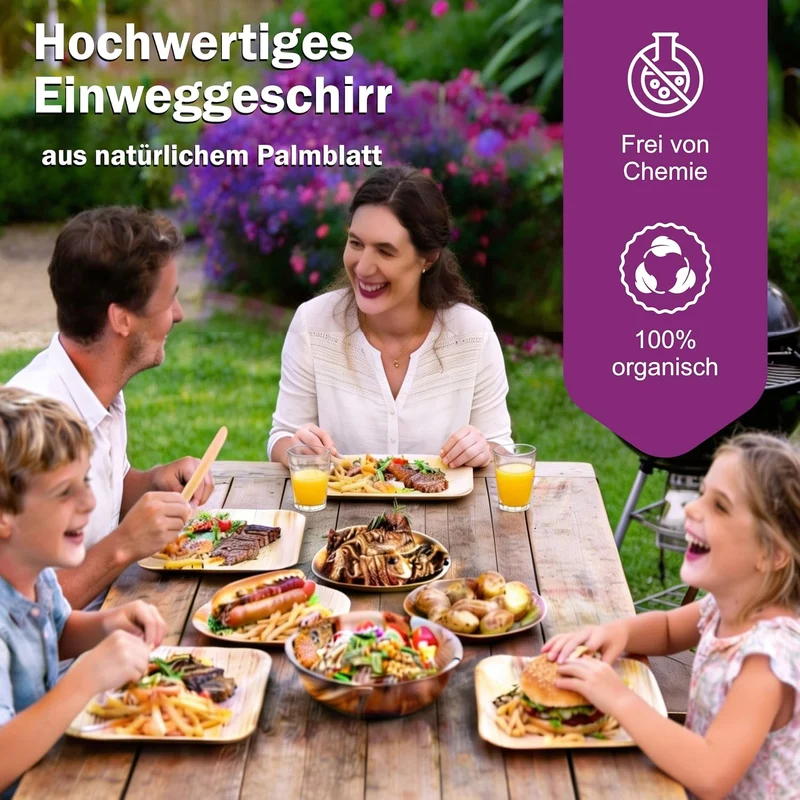 Waipur Bio Palmblattteller - 200 Teller rund klein Ø 15 cm - Premium Einweggeschirr kompostierbar -