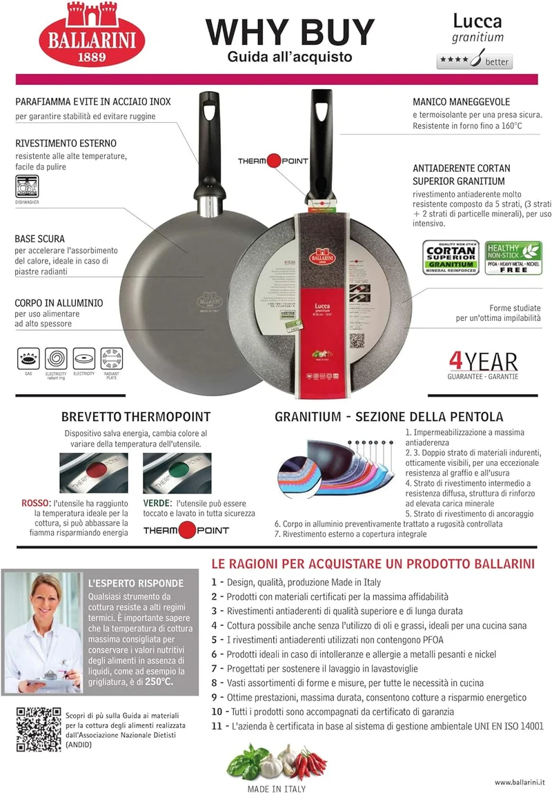 BALLARINI Lucca Granitium Wok, antihaftbeschichtet, 28 cm, grau