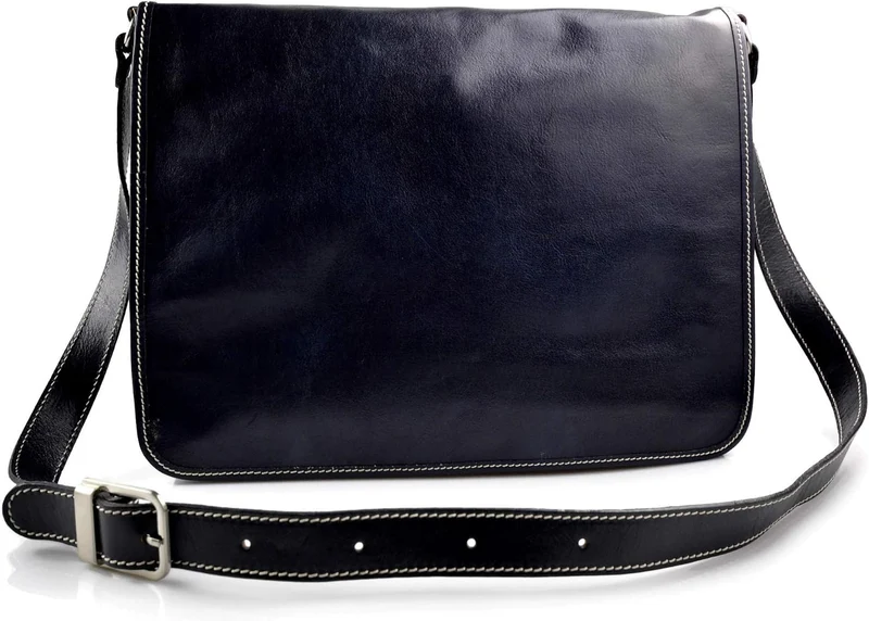 Leder herren aktentasche messenger ledertasche umhangetasche schultertasche tragetasche made in Ital