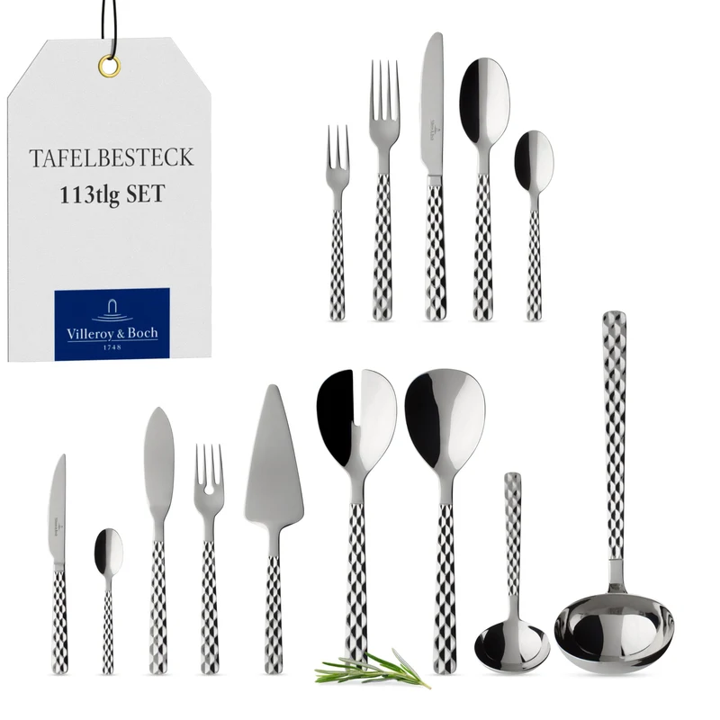 Villeroy und Boch Boston Tafelbesteck für bis zu 12 Personen, 113-teilig, Edelstahl Tafelbesteck | 1