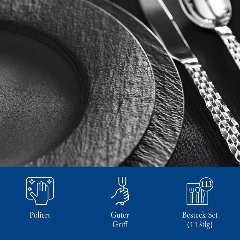 Villeroy und Boch Boston Tafelbesteck für bis zu 12 Personen, 113-teilig, Edelstahl Tafelbesteck | 1