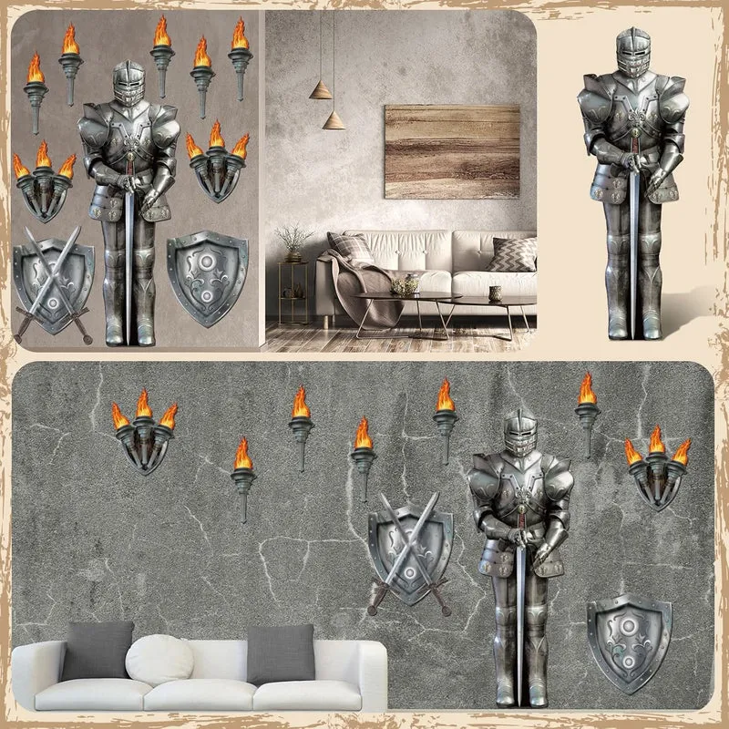 Honoson 10 Stücke Jointed Suit of Armor Knight Cut Out Mittelalter Party Dekorationen Fackel Requisi