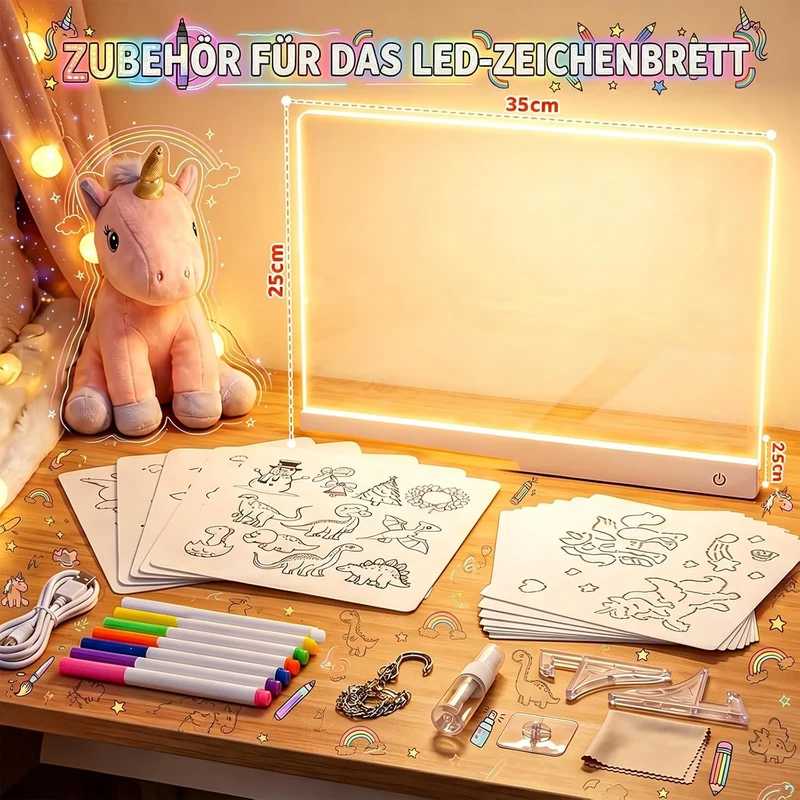 EUCOCO LED Zeichenbrett für Kinder, Geschenk Mädchen Junge 2 3 4 5 6 7 8 Jahre Kinder Spielzeug ab 2