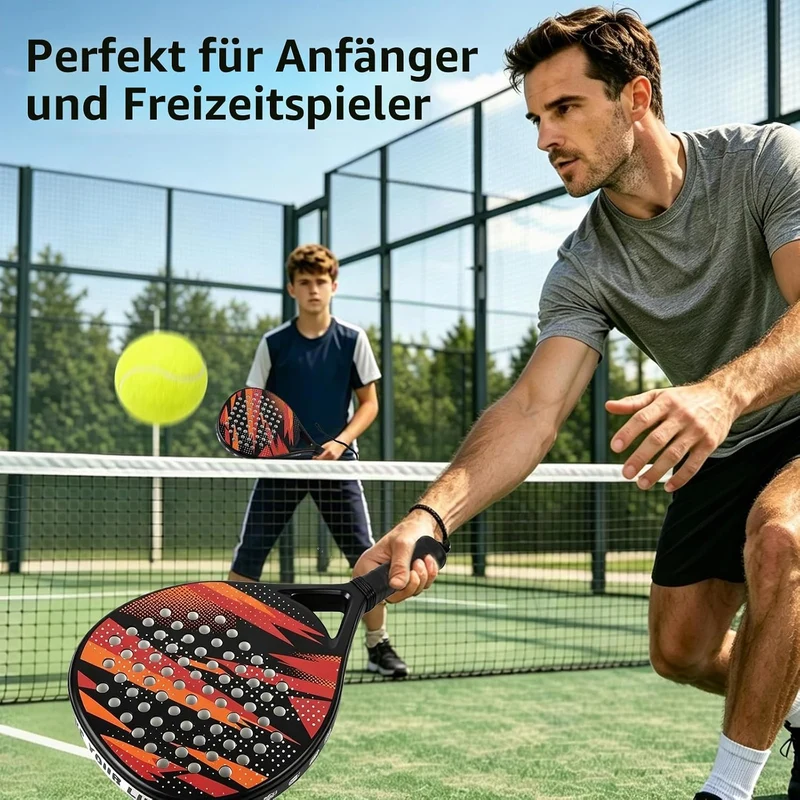 Padel Schläger Set - 2X Racket + 2X Bälle + Tasche, Padelschläger für Anfänger, Damen, Padel Racket