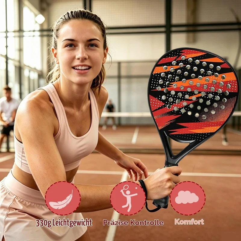 Padel Schläger Set - 2X Racket + 2X Bälle + Tasche, Padelschläger für Anfänger, Damen, Padel Racket