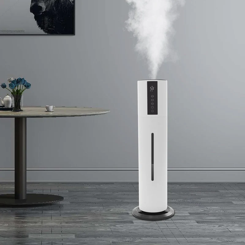 Nebel-Luftbefeuchter für Innenräume bis 30 m², leise, 360°-Auslass, Weiss | 3 Nebelstufen, 12h Timer