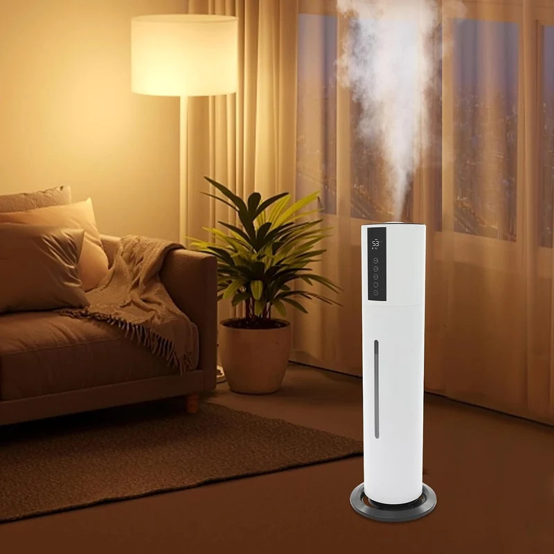 Nebel-Luftbefeuchter für Innenräume bis 30 m², leise, 360°-Auslass, Weiss | 3 Nebelstufen, 12h Timer