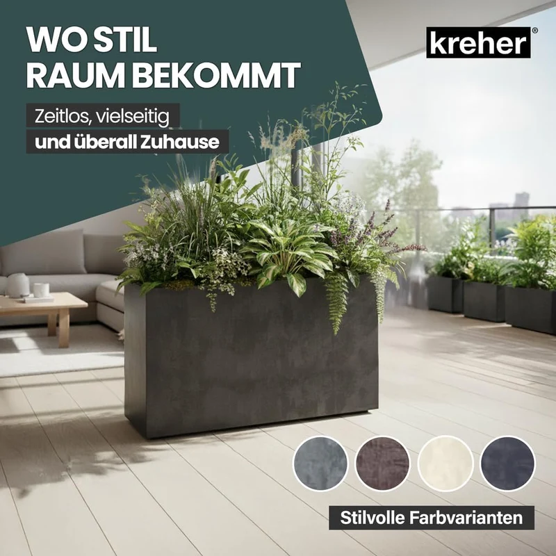 Kreher XL Pflanzkasten Millennium in verschiedenen Formaten und Farben. Tolle Naturstein Optik in Br