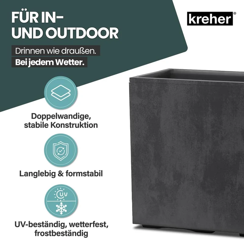 Kreher XL Pflanzkasten Millennium in verschiedenen Formaten und Farben. Tolle Naturstein Optik in Br