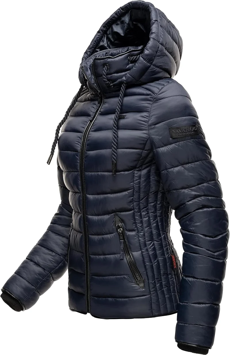 Navahoo Damen leichte Übergangsjacke Steppjacke mit Kapuze Lulana XS-XXL S Navy, S Navy