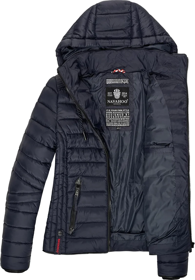 Navahoo Damen leichte Übergangsjacke Steppjacke mit Kapuze Lulana XS-XXL S Navy, S Navy