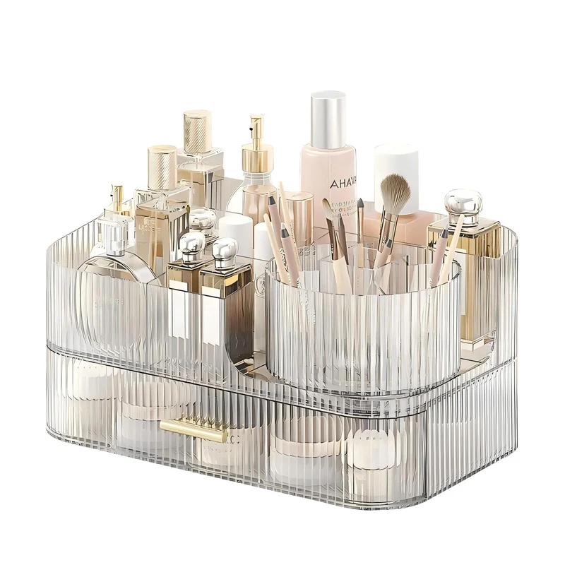 DASITON Make Up Kosmetik Organizer, 360° Drehbar Make Up Pinsel Organizer, Grosser Kosmetik Aufbewah