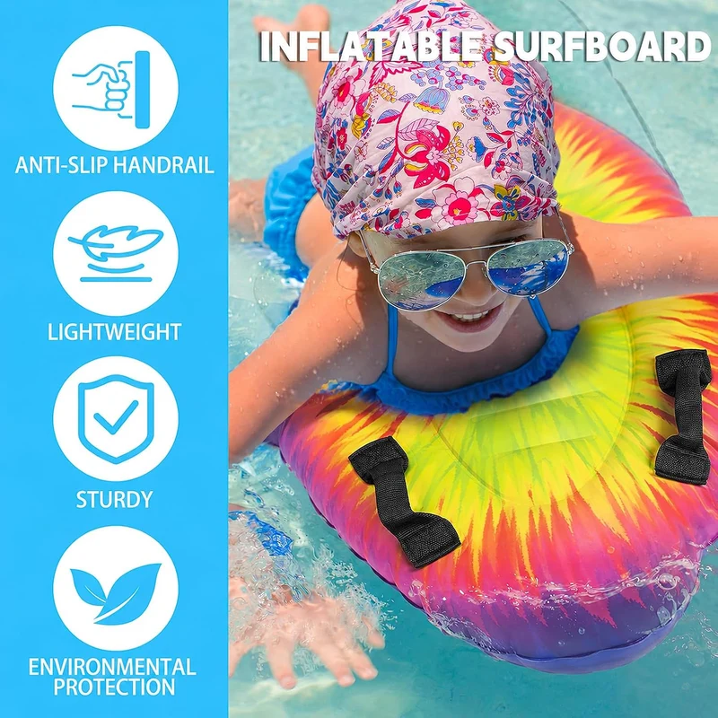 Aufblasbares Bodyboard Kinder, Shyllin Tragbares Aufblasbares Surfbrett mit Griffen, Lernen Hilfsmat