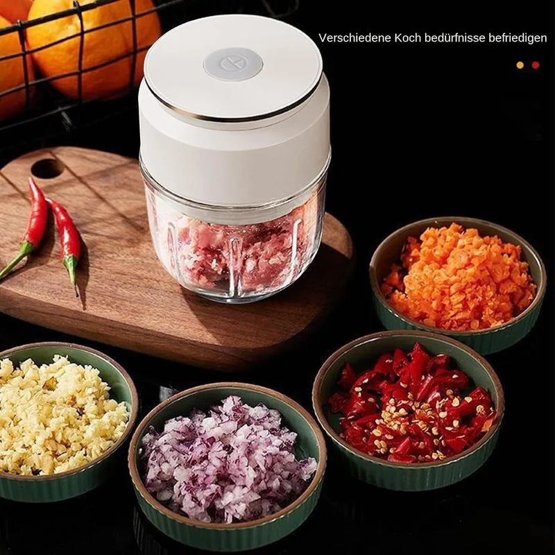Elektrischer Knoblauchschneider,USB Wiederaufladbarer Zwiebelzerkleinerer,Tragbarer Knoblauchpresse