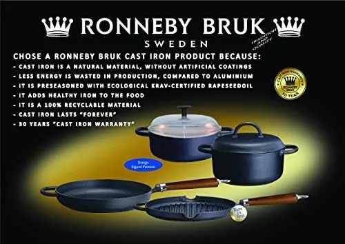 Ronneby Bruk 120740 Maestro Grillpfanne, mit Ausgiesser, Farbe: Schwarz, Durchmesser 28 cm, Gusseise