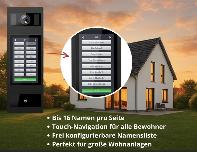 SCHUTZER Video-Türsprechanlage mit Kamera für 9 Familienhaus – kabelgebundene Türsprechanlage mit 9X