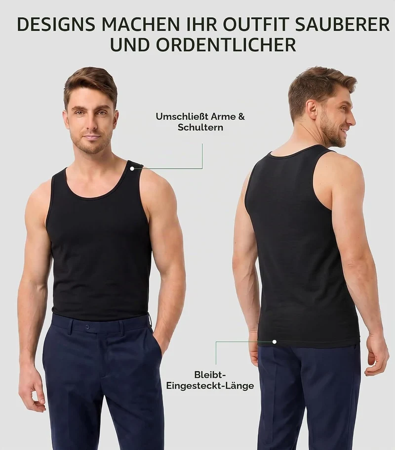 DAVID ARCHY Herren Unterhemden Tshirt Tanktop Business Lässig Bambusfaser Weich Seidig Kurzarm Ärmel