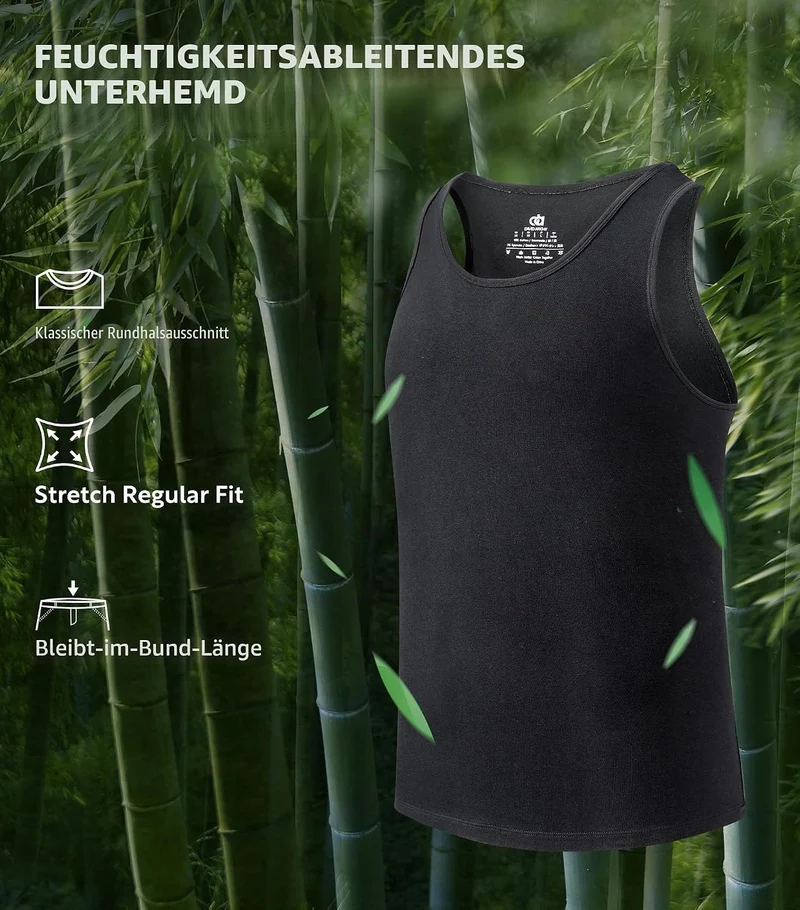 DAVID ARCHY Herren Unterhemden Tshirt Tanktop Business Lässig Bambusfaser Weich Seidig Kurzarm Ärmel