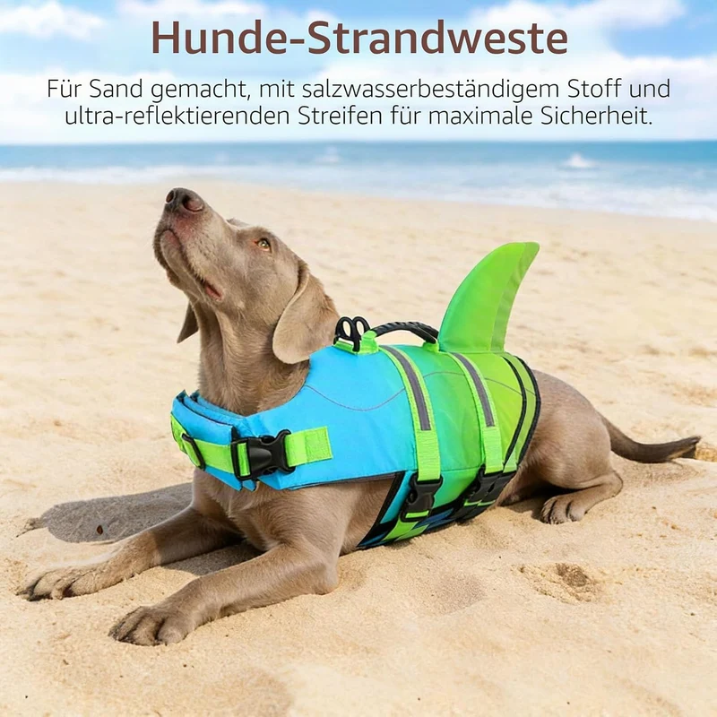 CITÉTOILE Schwimmweste Hund Hai, Hundeschwimmweste & Dog Life Jacket Verstellbar mit Griff und Refle
