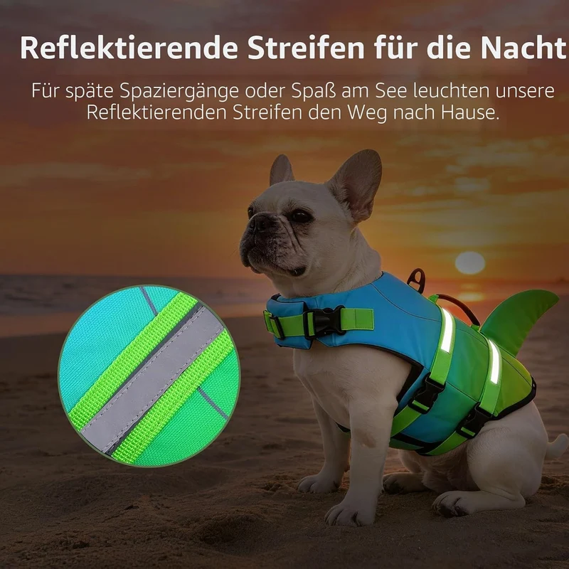 CITÉTOILE Schwimmweste Hund Hai, Hundeschwimmweste & Dog Life Jacket Verstellbar mit Griff und Refle