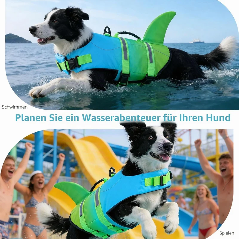 CITÉTOILE Schwimmweste Hund Hai, Hundeschwimmweste & Dog Life Jacket Verstellbar mit Griff und Refle