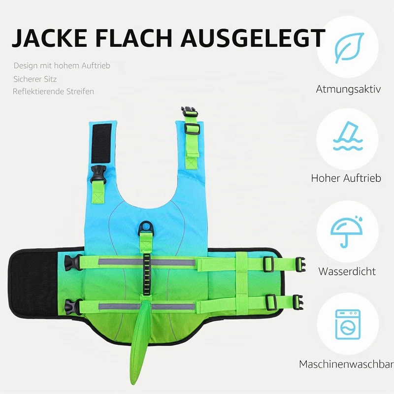 CITÉTOILE Schwimmweste Hund Hai, Hundeschwimmweste & Dog Life Jacket Verstellbar mit Griff und Refle