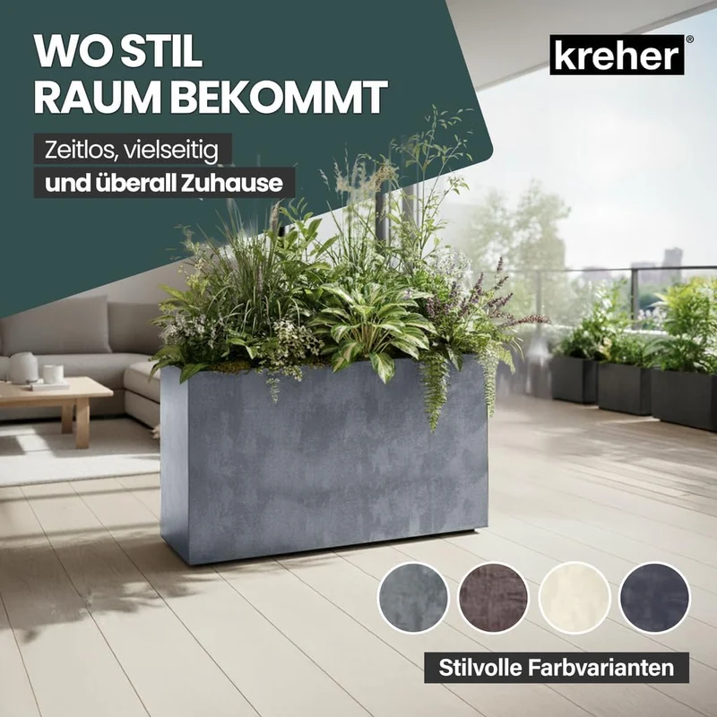Kreher XL Pflanzkasten Millennium in verschiedenen Formaten und Farben. Tolle Naturstein Optik in Br