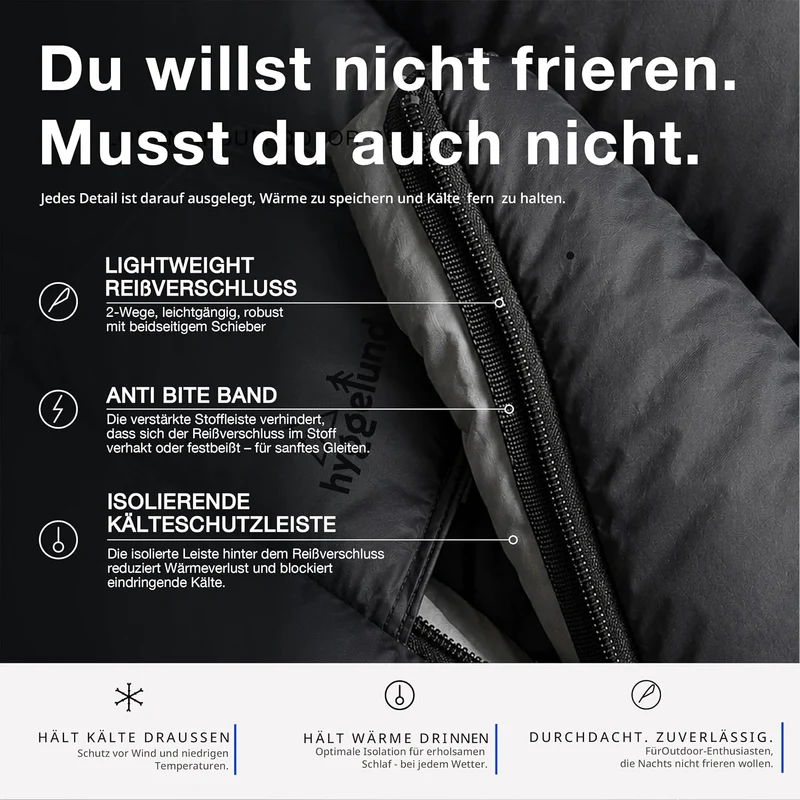 XXL Schlafsack Outdoor Winter mit Premium Kunstfaser Füllung extra warm bis -20 C° Mumienschlafsack