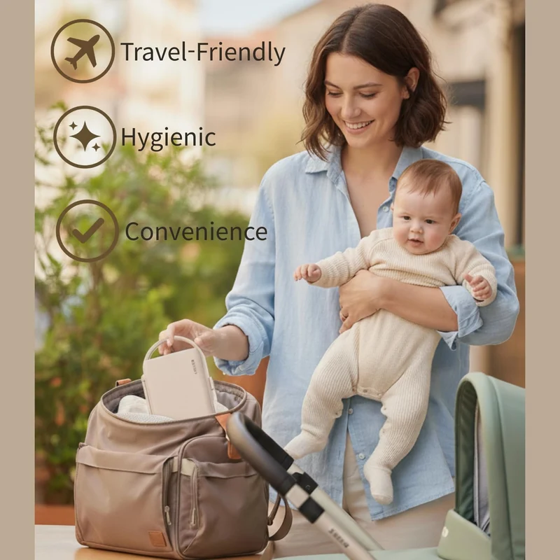 MOTHER-K Reise-Babyflaschen-Abtropfgestell-Set, inkl. Flaschenbürste und Reiseflasche, für die Arbei