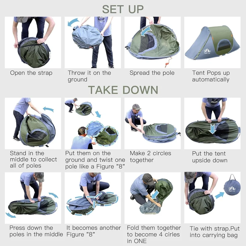 Night Cat Wurfzelt 1 Man Wasserdicht: Pop Up Camping Zelt für Outdoor Sport Picknick Reisen Wandern