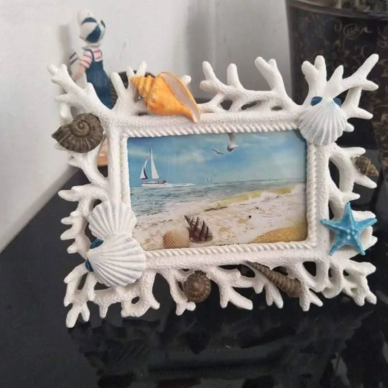 LUVORIA Muscheln-Erinnerungsrahmen Aus Holz Mit Ozeanischem Küstenscharm