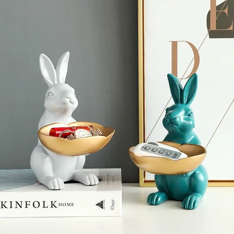 NORELIA Kaninchen Skulpturen Schale Einzigartige Harzdeko Zuhause