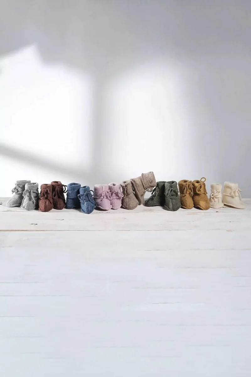 Engel Natur Baby Schühchen mit Bändel aus Wollfleece 0-3 Monate Blau Melange, 0-3 Monate Blau Melang