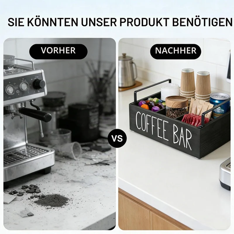 Kaffee Station Veranstalter,Kaffeebar Organizer Holz mit Fächern,Tee Aufbewahrung,Kaffee Station Auf