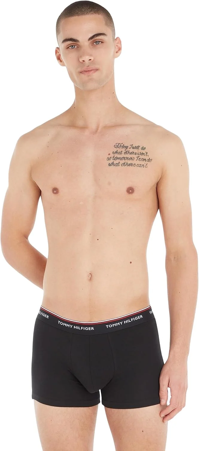 Tommy Hilfiger Herren Boxershorts Trunks Unterwäsche, Mehrfarbig (Black), L
