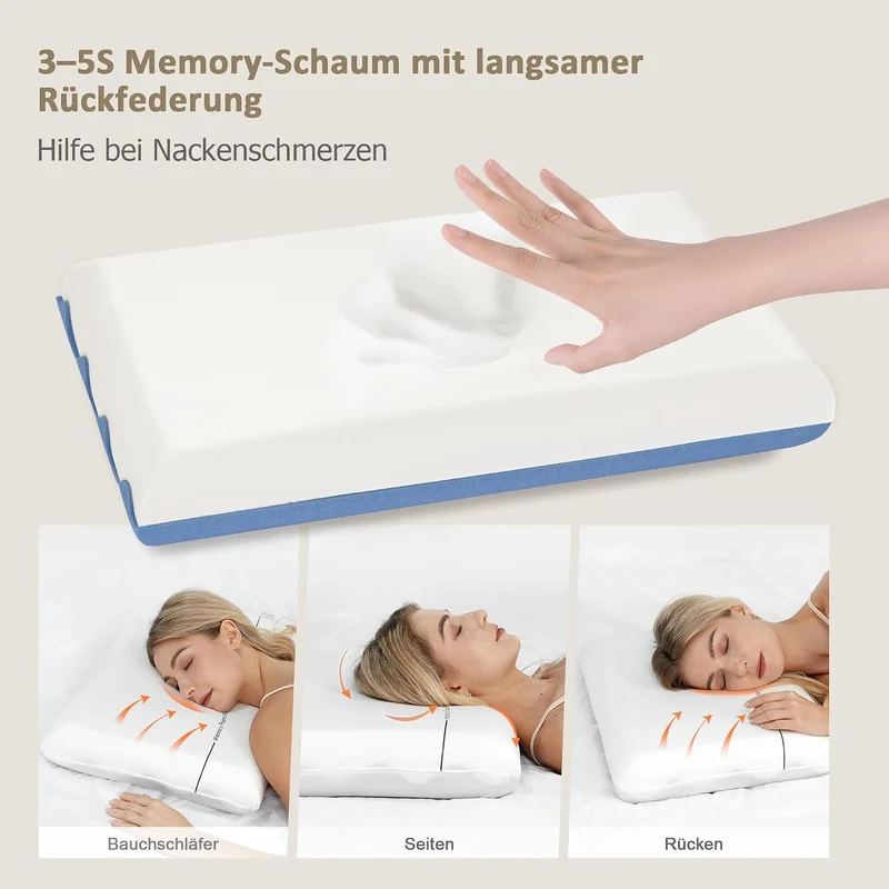 Winthome Memory Foam Kissen mit Soft & Fest Seite Wählbar, 0 Kleber, Nackenstützkissen Weich Bequem