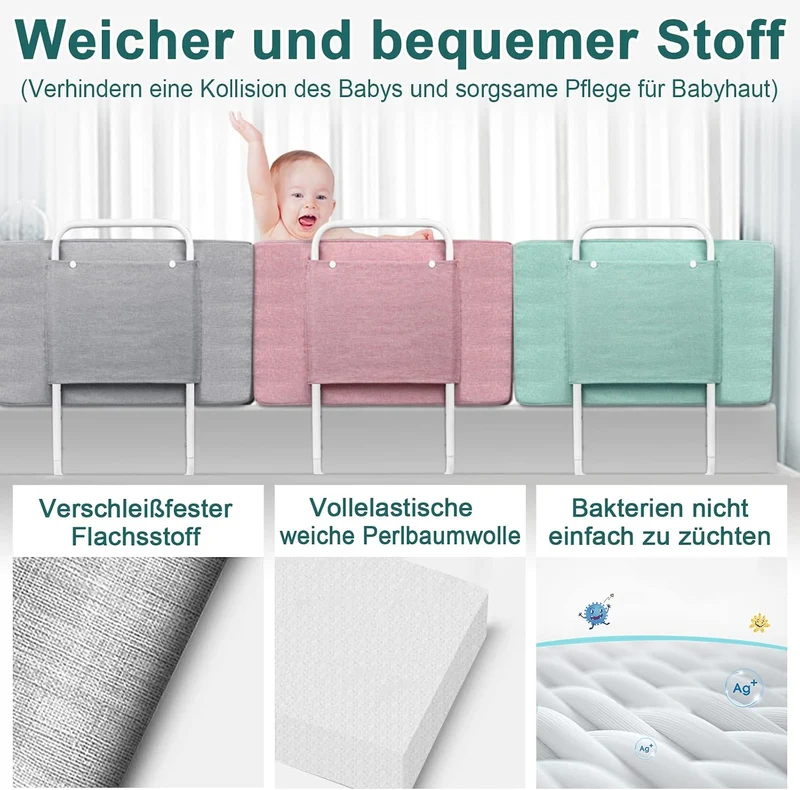 YUENFONG Bettgitter Bettschutzgitter Kinder, Rausfallschutz für Baby, 5-Loch Höhenverstellbar Kinder