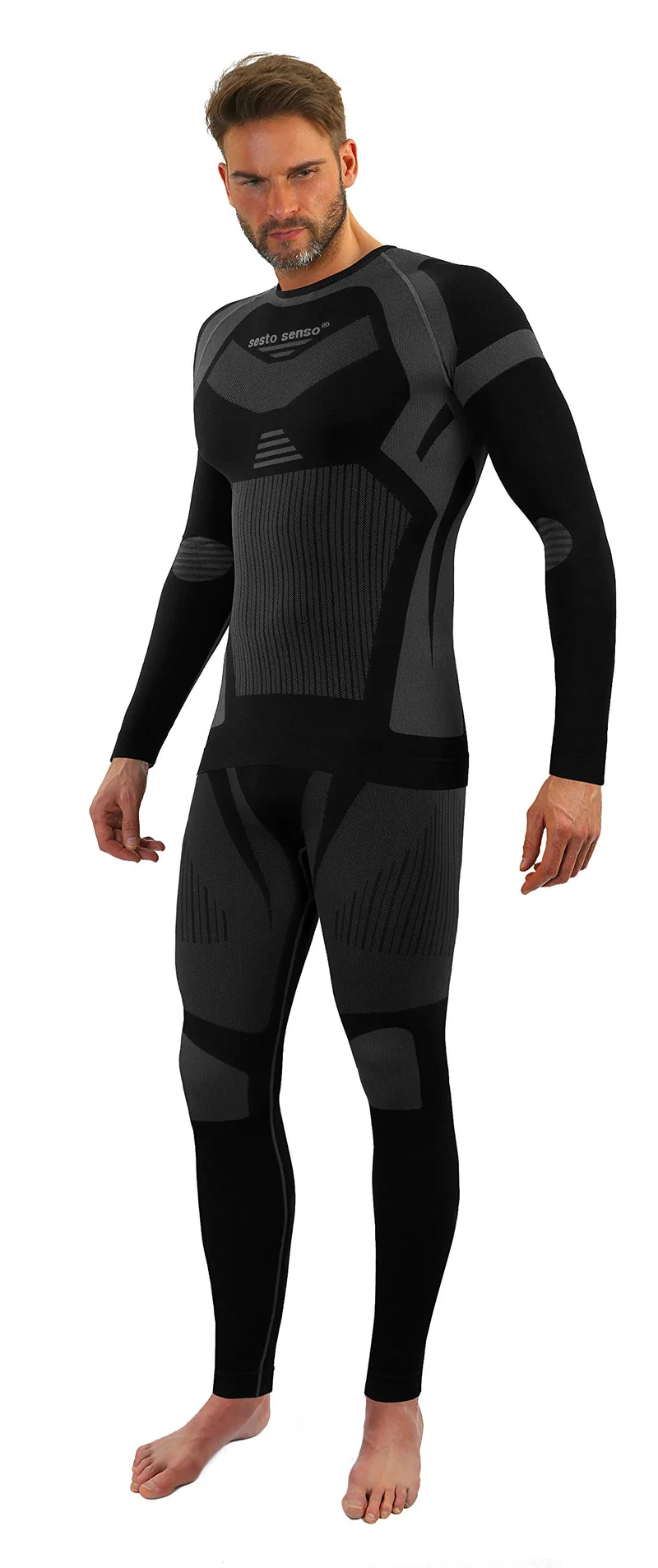 sesto senso Herren Funktionsunterwäsche Set Langarmhemd Leggings Schnelltrocknend Skiunterwäsche XXL