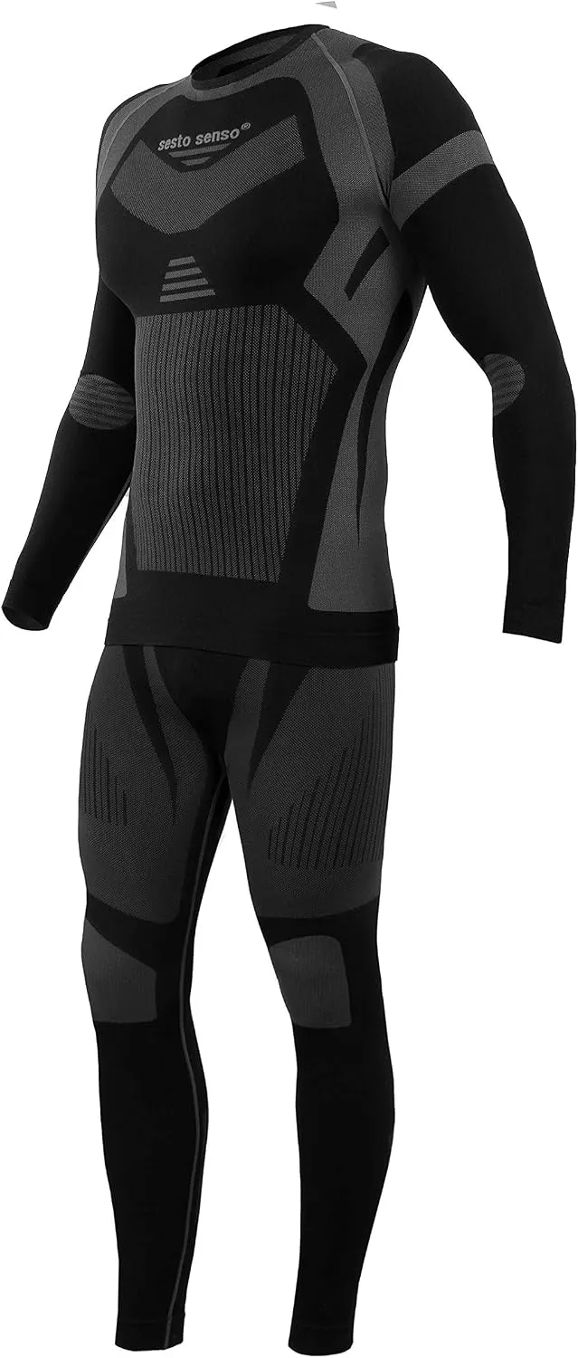 sesto senso Herren Funktionsunterwäsche Set Langarmhemd Leggings Schnelltrocknend Skiunterwäsche XXL