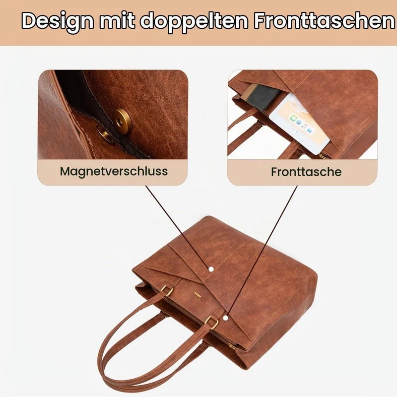 LOVEVOOK Laptoptasche Damen 17 Zoll, Handtasche Damen Arbeitstasche Lehrertasche Gross, Wasserdicht