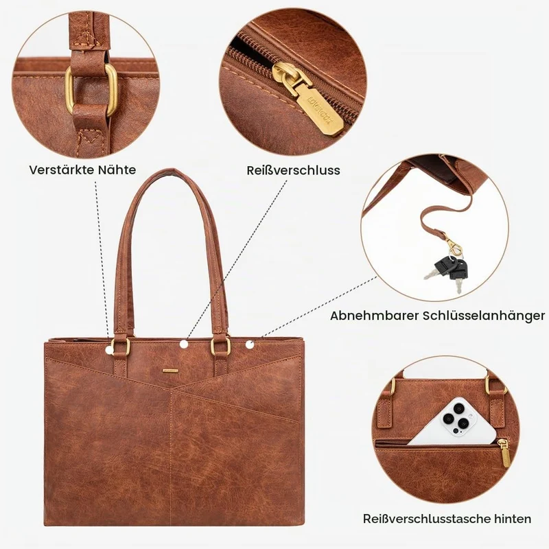 LOVEVOOK Laptoptasche Damen 17 Zoll, Handtasche Damen Arbeitstasche Lehrertasche Gross, Wasserdicht