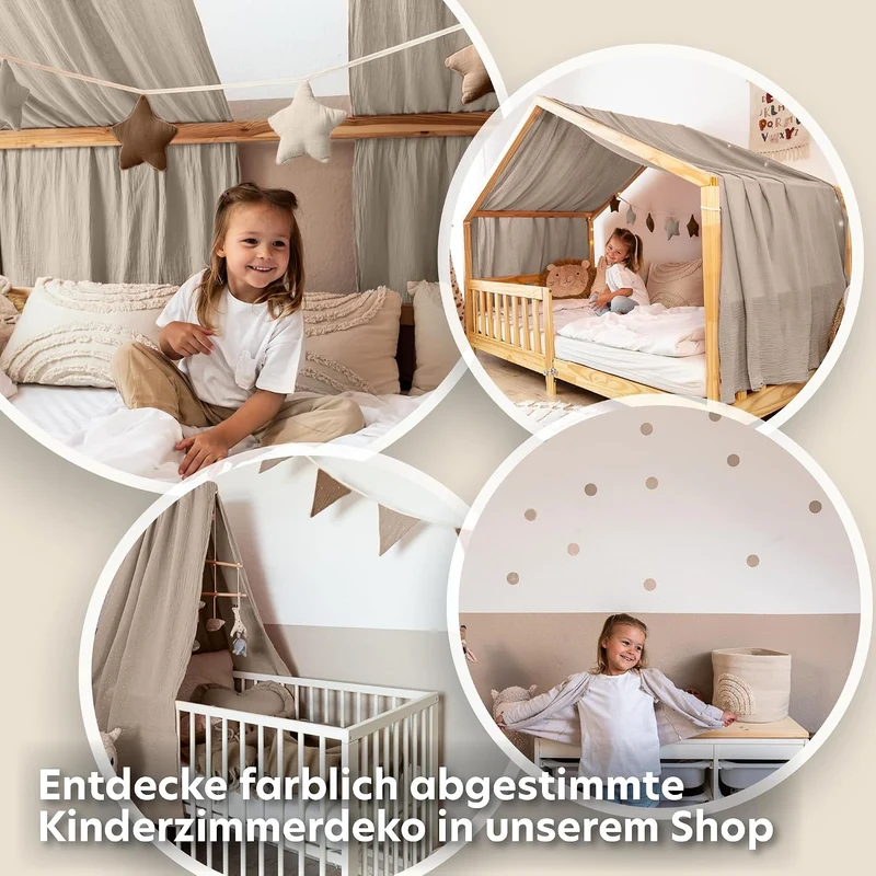 lilimaus Baldachin Kinderzimmer [in 12 Farben] - Betthimmel aus 100% Baumwolle Musselin Handmade für