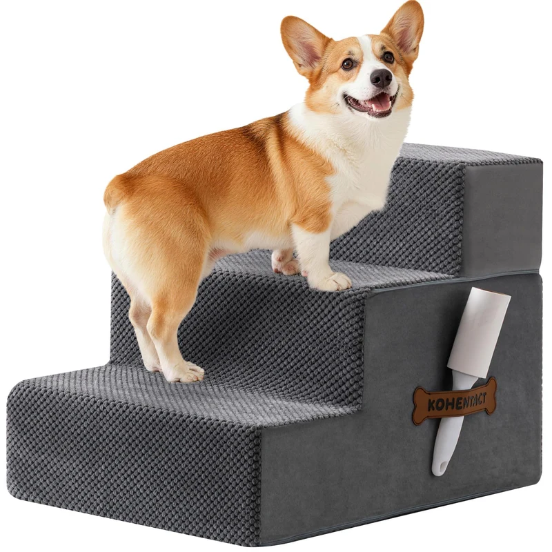 Hundetreppe & Rampe für hohes Bett & Sofa, 33-61 cm abnehmbare Haustiertreppe für kleine & mittlere