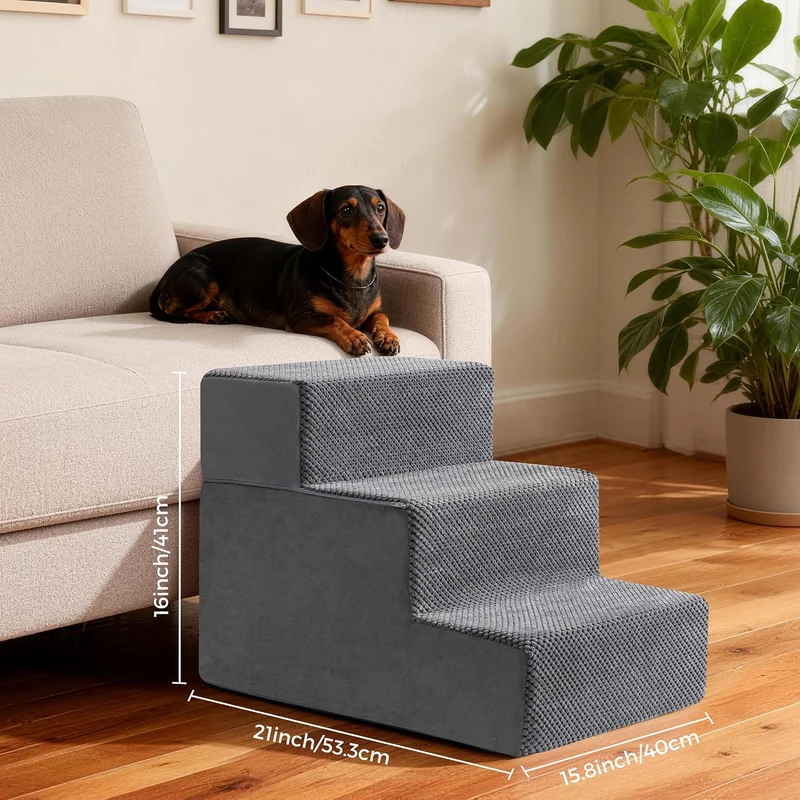 Hundetreppe & Rampe für hohes Bett & Sofa, 33-61 cm abnehmbare Haustiertreppe für kleine & mittlere